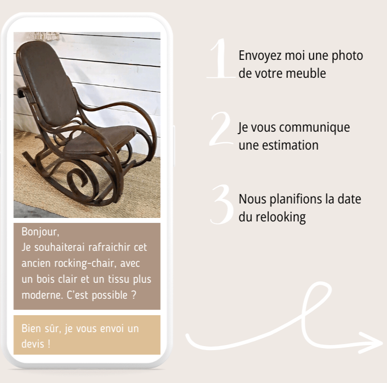Rocking-chair ancien avant et après relooking